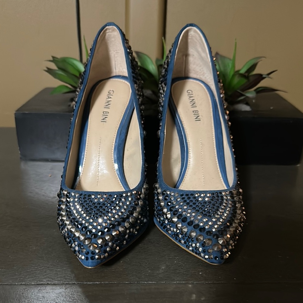 Gianni Bini Blue Stiletto Heels with Studded Design